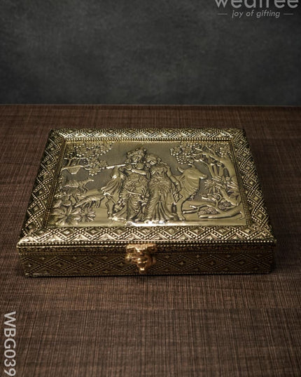 Oxidized Dry Fruit Box - Radha Krishna Embossed Small Wbg0399