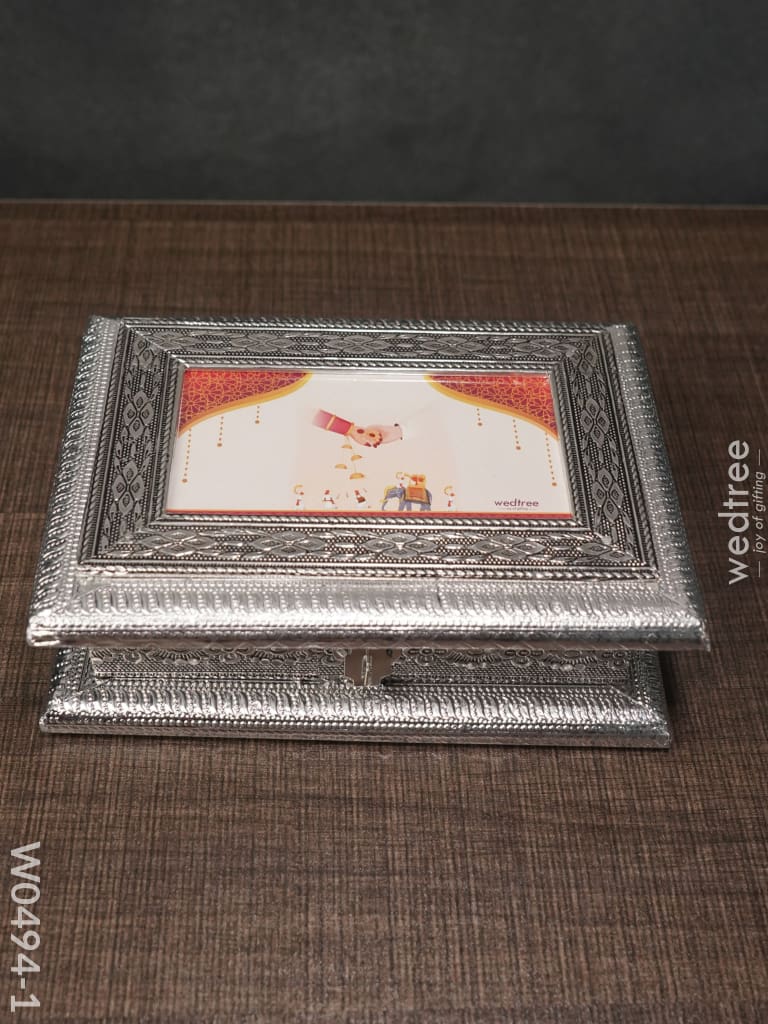 Oxidised Dry Fruit Photo Box - Medium W0494 With Wedding Themed Wedtree Logo Image- W0494-1
