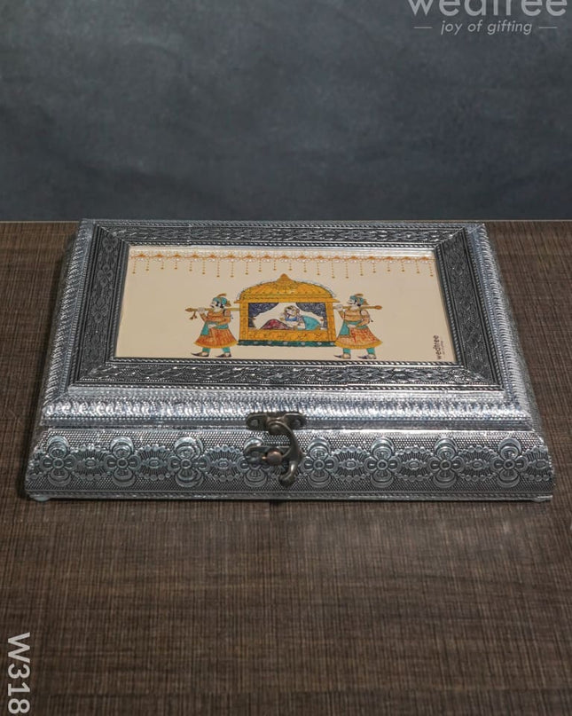 Oxidised Dry Fruit Photo Box Rectangle Shaped Medium - 10X7 Inch W3182
