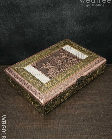 Oxidised Embossed Dry Fruit Box With Palanquin Design - 12X8 Inches Wbg0184