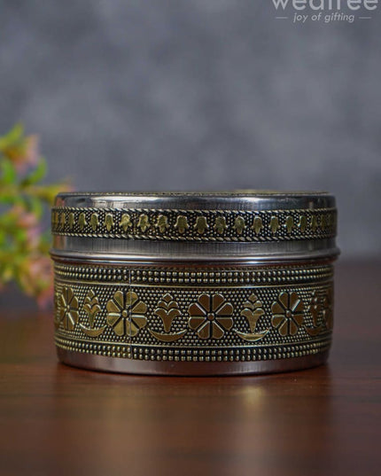 Gold Oxidised Poori Box - Wbg1070 Utensils