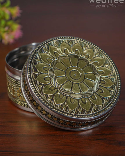 Gold Oxidised Poori Box - Wbg1070 Utensils