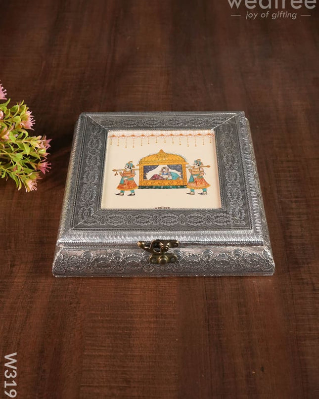 Oxidised Photo Box Square Shaped Medium - W3199 Dry Fruit Box