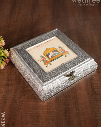 Oxidised Photo Box Square Shaped Medium - W3199 Dry Fruit Box