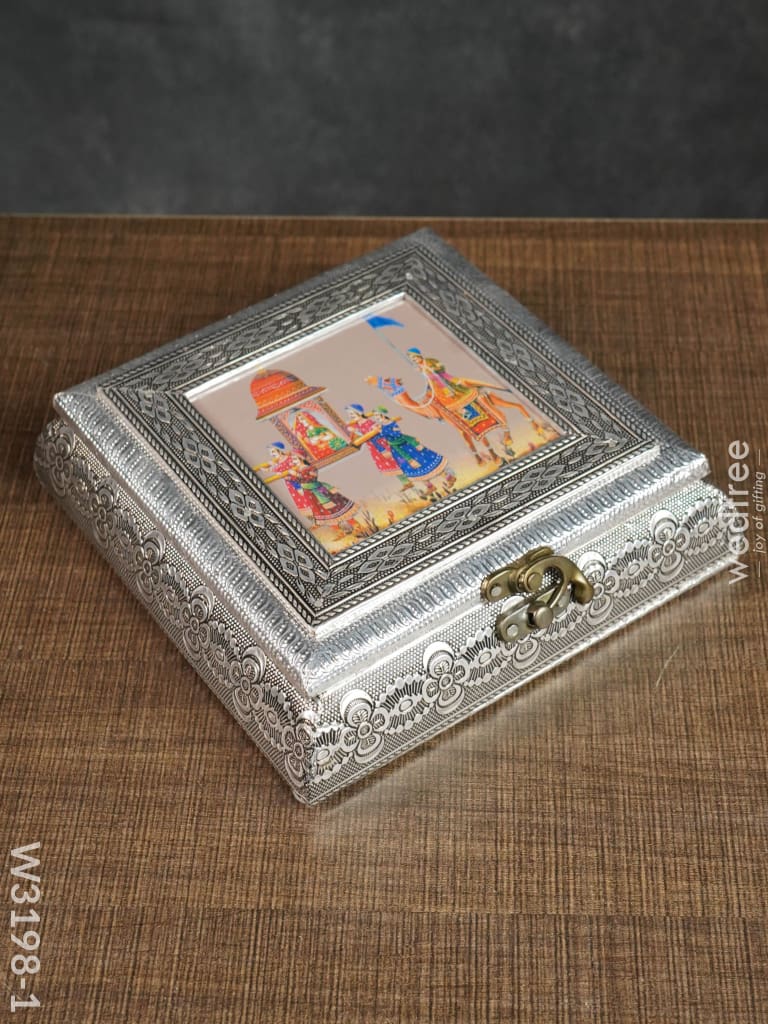 Oxidised Photo Box Square Shaped Small - W3198 Dry Fruit Box
