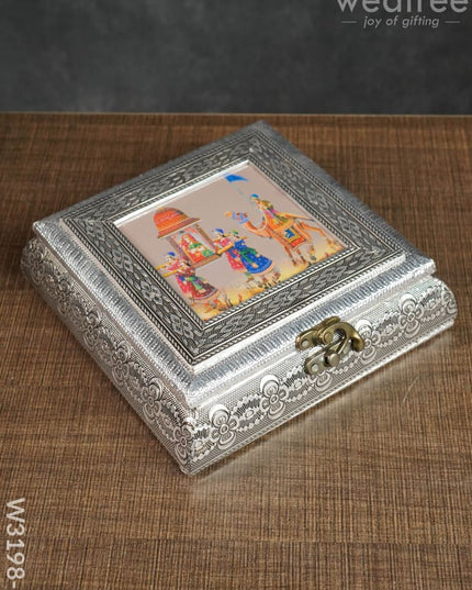 Oxidised Photo Box Square Shaped Small - W3198 Dry Fruit Box