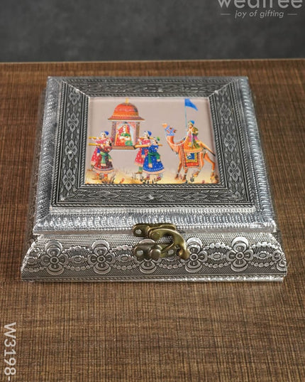 Oxidised Photo Box Square Shaped Small - W3198 W3198-2 Dry Fruit Box