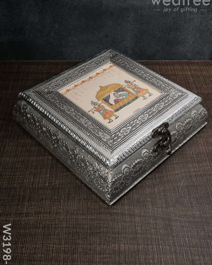 Oxidised Photo Box Square Shaped Small - W3198 W3198-1 Dry Fruit Box