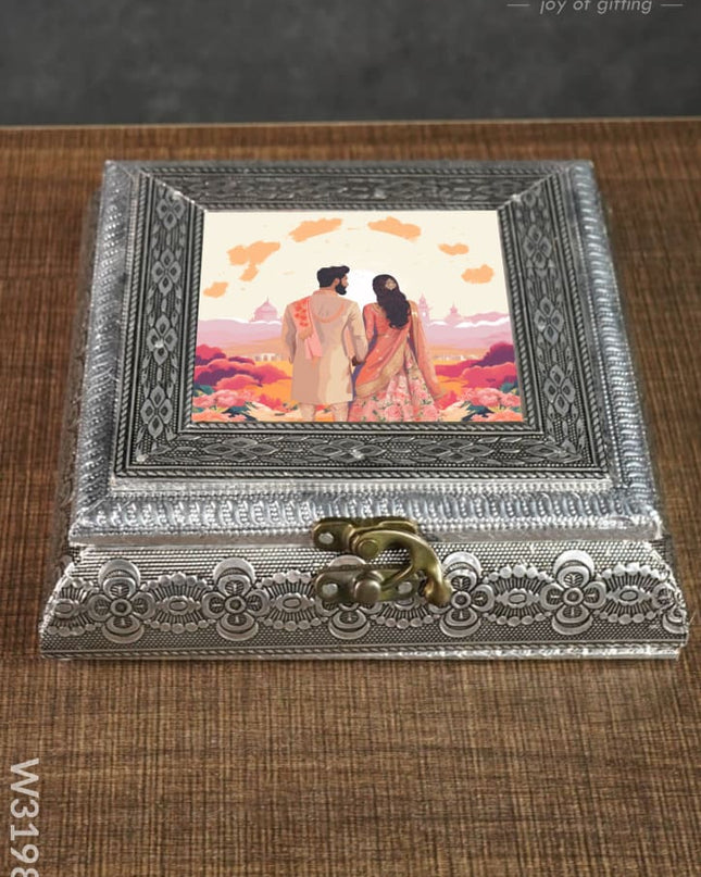 Oxidised Photo Box Square Shaped Small -7X7 Inch - W3198 Dry Fruit Box