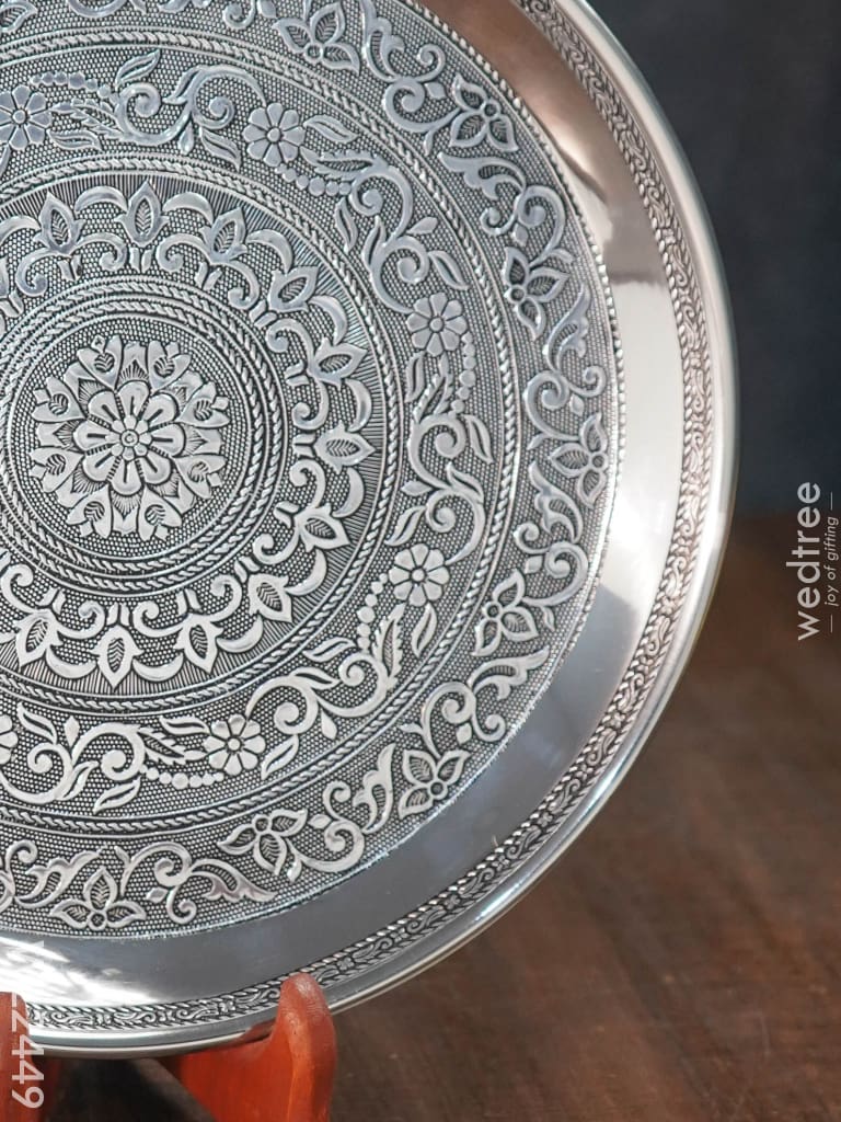 Oxidised Round Plate - 10 Inch Wl2449 Meenakari Trays & Plates