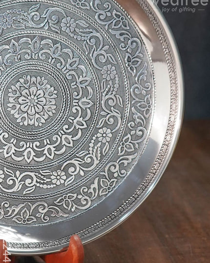Oxidised Round Plate - 10 Inch Wl2449 Meenakari Trays & Plates