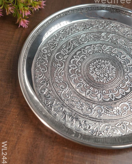 Oxidised Round Plate - 10 Inch Wl2449 Meenakari Trays & Plates