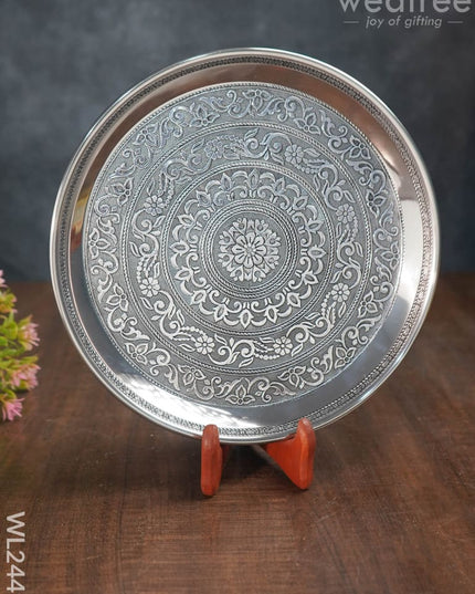 Oxidised Round Plate - 10 Inch Wl2449 Meenakari Trays & Plates