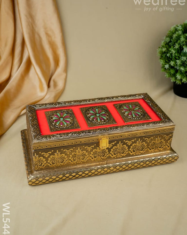 Oxidized 3 Jar Dry Fruit Box - WL5446 - Dry Fruit Box