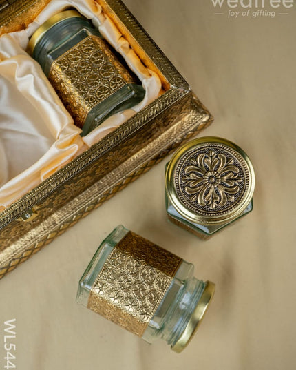 Oxidized 3 Jar Dry Fruit Box - WL5446 - Dry Fruit Box