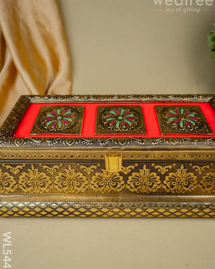 Oxidized 3 Jar Dry Fruit Box - WL5446 - Dry Fruit Box