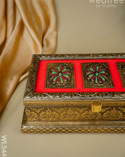 Oxidized 3 Jar Dry Fruit Box - WL5446 - Dry Fruit Box
