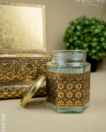 Oxidized 3 Jar Dry Fruit Box - WL5446 - Dry Fruit Box