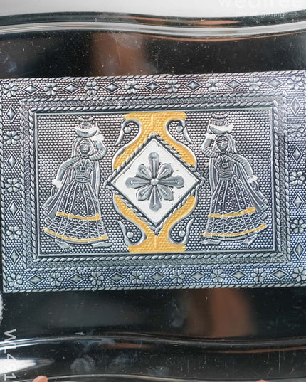 Oxidized 6 Glass Tray Set - 4 inch - WL4912 Meenakari Tray Sets