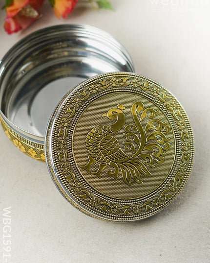 Oxidized Annapakshi Poori Box - Copper - WBG1591-3 - Utensils RG