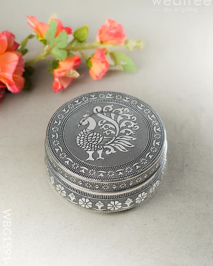 Oxidized Annapakshi Poori Box - Gold - WBG1591-2 - Utensils RG