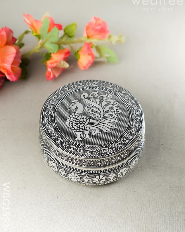 Oxidized Annapakshi Poori Box - Gold - WBG1591-2 - Utensils RG