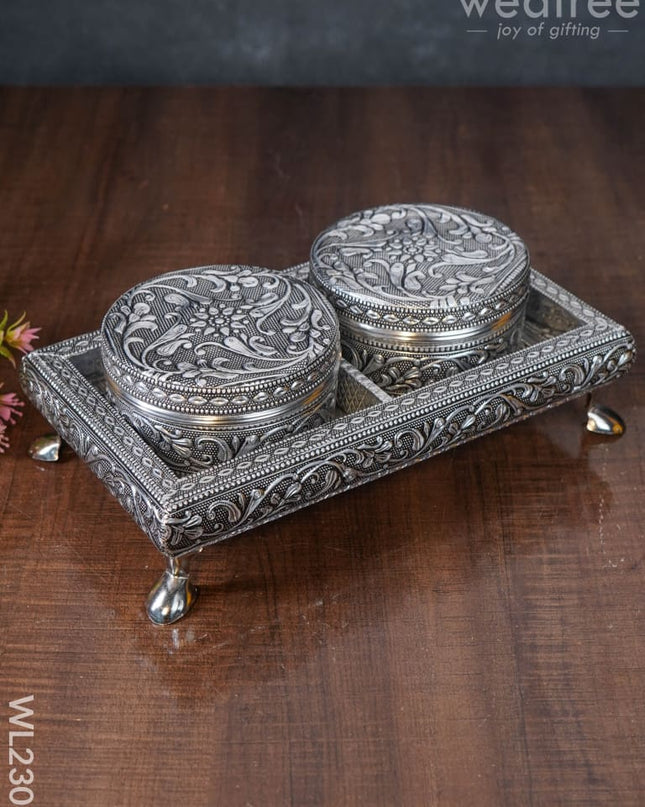Oxidized Box With Tray (Set Of 2) - Wl2306 Meenakari Others