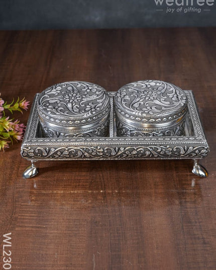 Oxidized Box With Tray (Set Of 2) - Wl2306 Meenakari Others