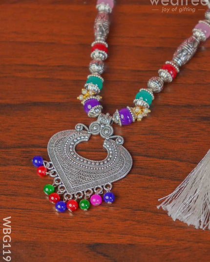 Oxidized Colour Stone Necklace Set - Wbg1199 Kids Return Gifts