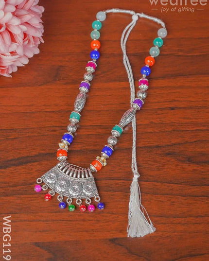 Oxidized Colour Stone Necklace Set - Wbg1199 Kids Return Gifts