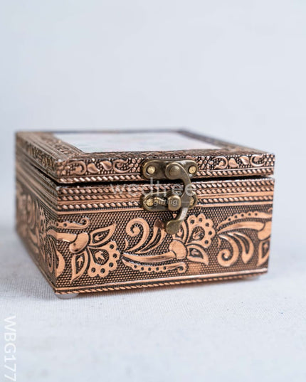 Oxidized Copper Pichwai Design Jewel Box - WBG1772 Dry Fruit Box RG