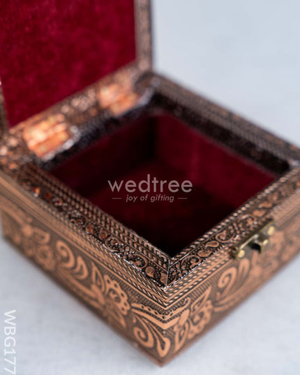 Oxidized Copper Pichwai Design Jewel Box - WBG1772 Dry Fruit Box RG