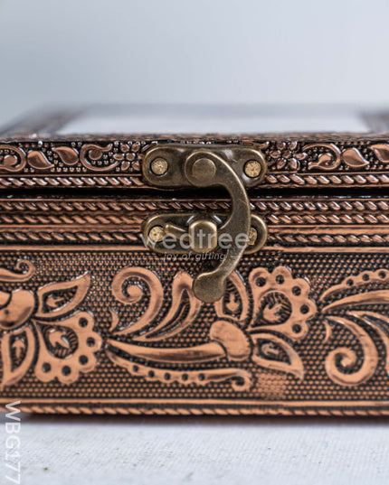 Oxidized Copper Pichwai Design Jewel Box - WBG1772 Dry Fruit Box RG