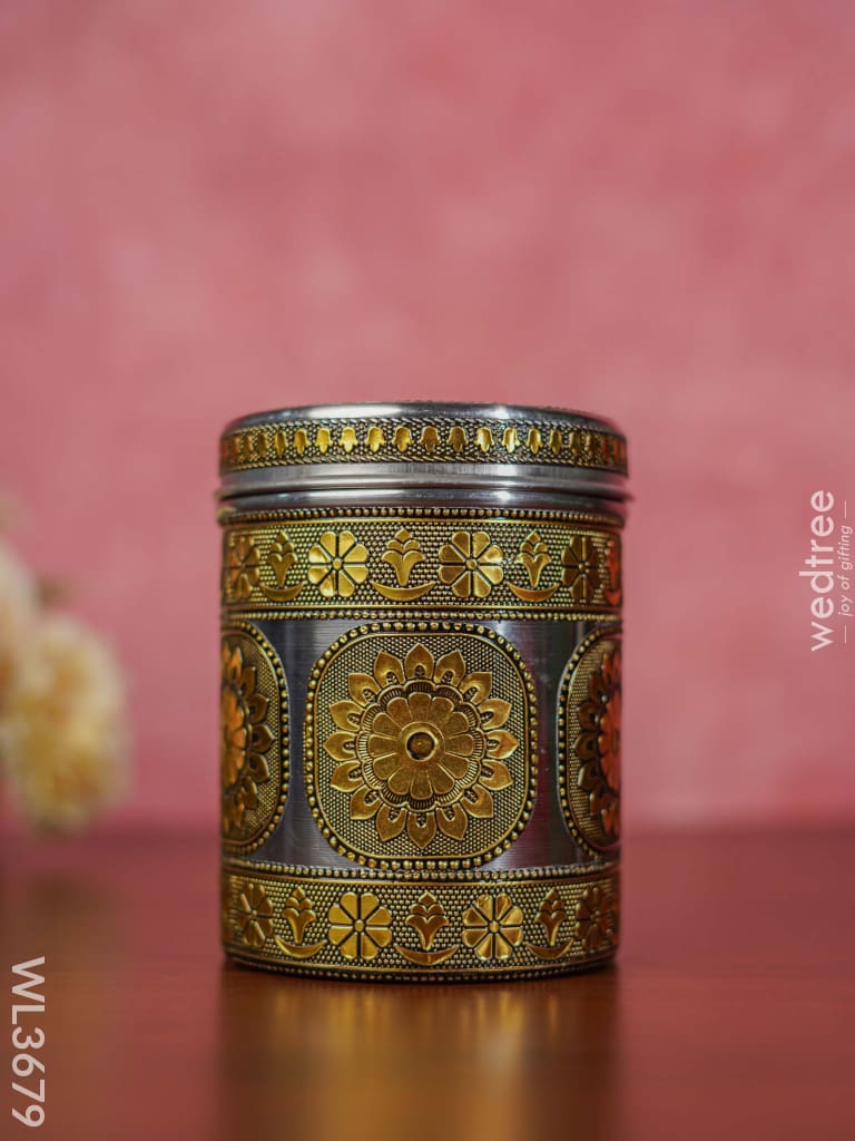 Gold Oxidized Dabba - 5.5 Inch Wl3679 Containers