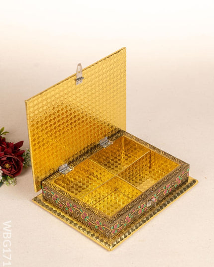 Oxidized Dry Fruit Box Embossed with Elephant - 9x7 inch - WBG1710 Dry Fruit Box RG