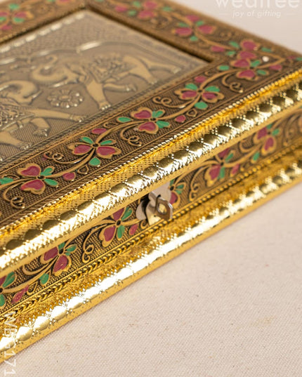 Oxidized Dry Fruit Box Embossed with Elephant - 9x7 inch - WBG1710 Dry Fruit Box RG