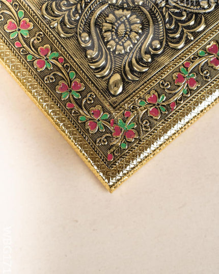 Oxidized Dry Fruit Box Embossed with Flower - 10x10 inch - WBG1712