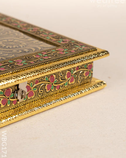 Oxidized Dry Fruit Box Embossed with Flower - 10x10 inch - WBG1712