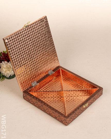 Oxidized Dry Fruit Box Embossed with Peacock - Copper - 8x8 inch - WBG1711 Dry Fruit Box RG