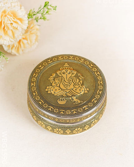 Oxidized Ganesha Poori Box - WBG1590 Gold Utensils RG