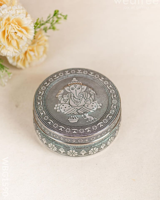 Oxidized Ganesha Poori Box - WBG1590 Silver Utensils RG