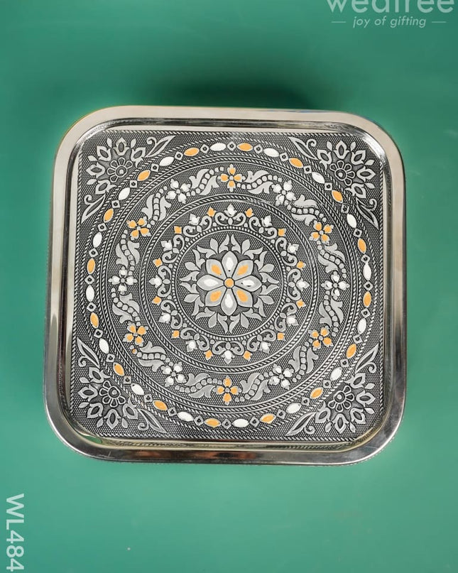 Oxidized Meenakari Masala Box - 9 inch - WL4841 Dining Essentials