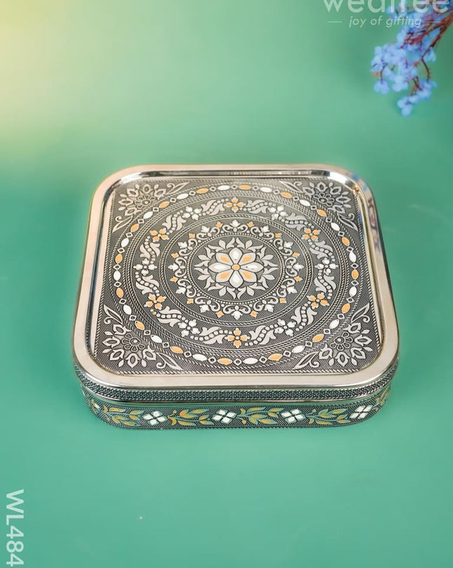 Oxidized Meenakari Masala Box - 9 inch - WL4841 Dining Essentials