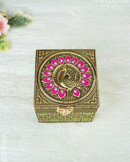 Oxidized Peacock Design - Dry Fruit Box with Jar - 4 inch - WBG2056 - Dry Fruit Box RG