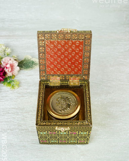 Oxidized Peacock Design - Dry Fruit Box with Jar - 4 inch - WBG2056 - Dry Fruit Box RG