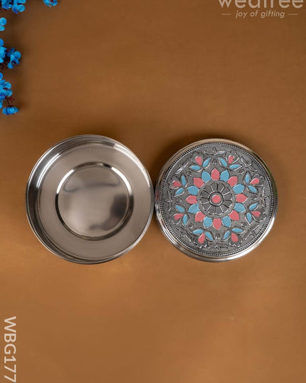 Oxidized Poori Box - 4 inch - WBG1773 Utensils RG
