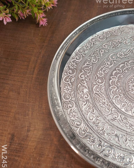 Oxidized Round Plate 12 Inch - Wl2450 Meenakari Trays & Plates
