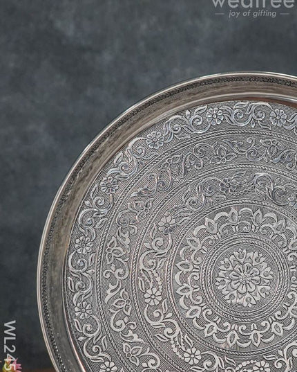 Oxidized Round Plate 12 Inch - Wl2450 Meenakari Trays & Plates