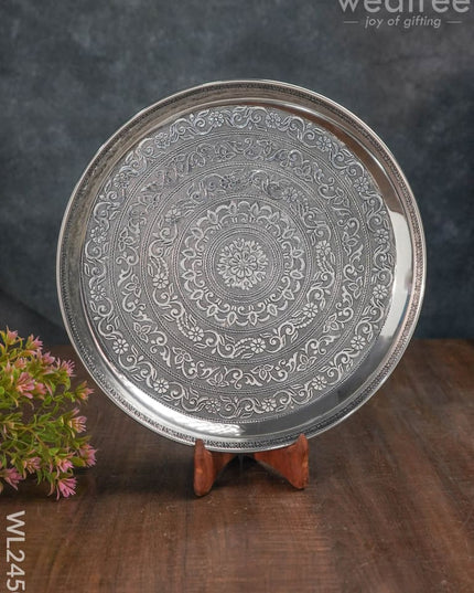 Oxidized Round Plate 12 Inch - Wl2450 Meenakari Trays & Plates