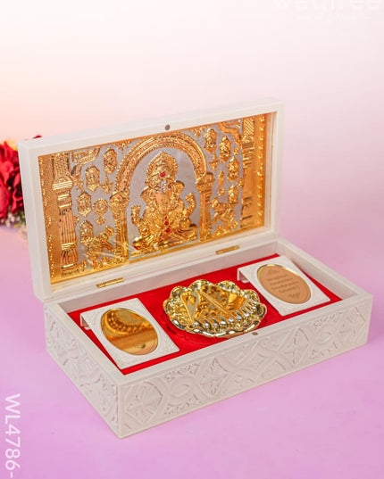 Paduka Prayer Box - Large Ganesha Wl4786 White